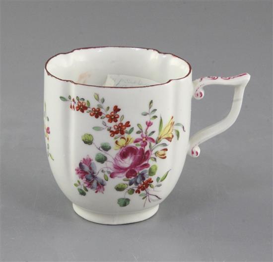 A rare Derby chocolate cup, c.1756-8, h. 7.2cm